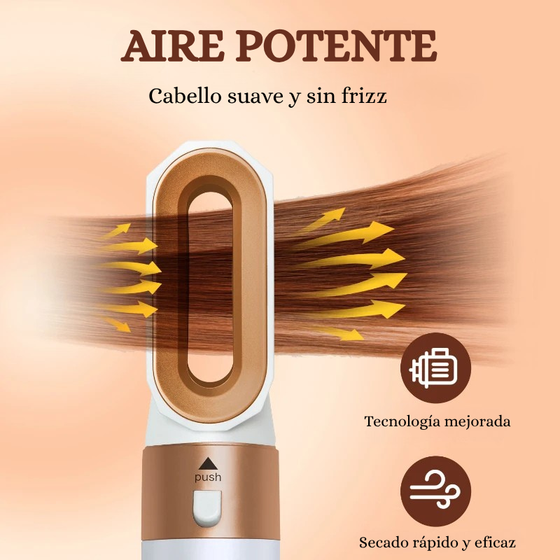 Cepillo Secador 5 en 1 – Alisa, Riza y Da Volumen en Minutos